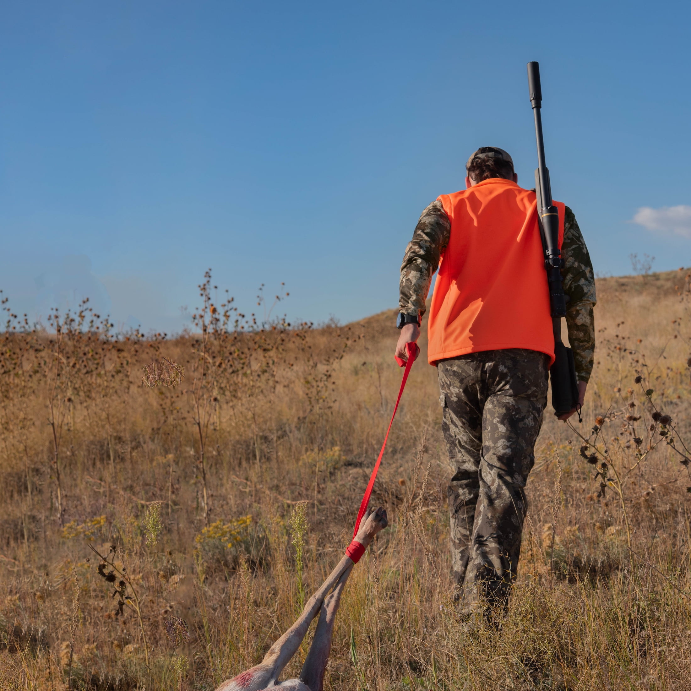 Allen Company Pack-Away Deer Drag Kit - 2 Padded Straps with Carrying Case - Orange
