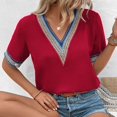 thumbnail image 5 of LYXSSBYX Summer Tops for Women 2024 Women's Casual Solid Color Short-Sleeved V-Neck Top, 5 of 9