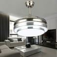thumbnail image 6 of 36" Flush Mount Ceiling Fan with Light - Silver Integrated LED Chandelier & 5000CFM Airflow，3 Color Dimmable Remote Control Wrought Iron Design，Adjustable 4/8" Downrods for Bedroom Living Room, 6 of 7