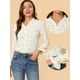 thumbnail image 2 of Blusa Informal de manga larga Allegra K con volantes Florales y cuello En V para Mujer Blanco crema XL, 2 of 5