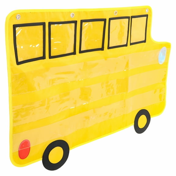 CCOCC Bus Shaped Alphabet Pocket Chart Wall Hanging Empty Pocket Classroom Essentials Back To School Supplies Classroom Wall Hanging Organizer