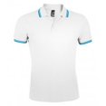 thumbnail image 1 of SOLS - Polo Pique de manga corta Modelo Pasadena Tipped (Blanco/ Azul Aqua), 1 of 3