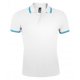 thumbnail image 1 of SOLS - Polo Pique de manga corta Modelo Pasadena Tipped (Blanco/ Azul Aqua), 1 of 3