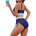 thumbnail image 5 of JoveMarine Women's High Waist Bikini Set V Neck Padded Swimsuit Two Piece Sexy Beach Bathing Suit with No Underwire Bathing Suit For Womens Swimsuits Navy M, 5 of 7
