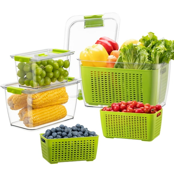 Organizador de nevera Fresh Container LUXEAR Produce Saver, paquete de 3