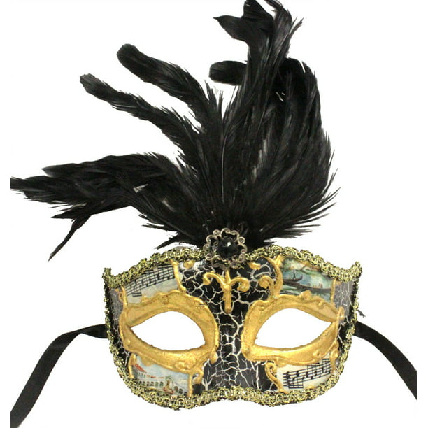 MASQUERADE MASK - Feathered Party Masks - VENETIAN - Walmart.com ...