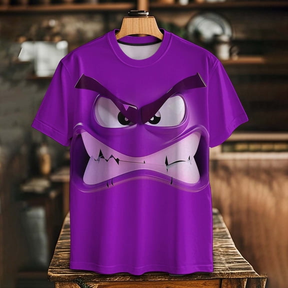Momasggi Short Sleeve T Shirts for Men Funny Graphic Tees Summer Crew Neck Tshirt Loose Casual Holiday Tops Purple 3XL