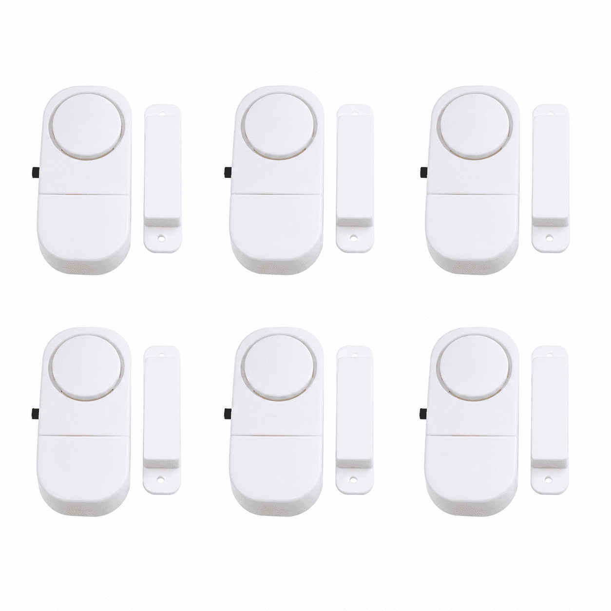 6 Pack Door Window Security Alarm, Wireless Magnetic Contact Sensor, Loud 90dB Anti-Theft Alert, Easy Adhesive Installation with Batteries Included