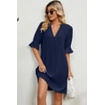 thumbnail image 6 of Women's Notched Flounce Sleeve Mini Dress 100% Polyester Lightweight Sheer Overlay Elegant Evening Party Dress, 6 of 13