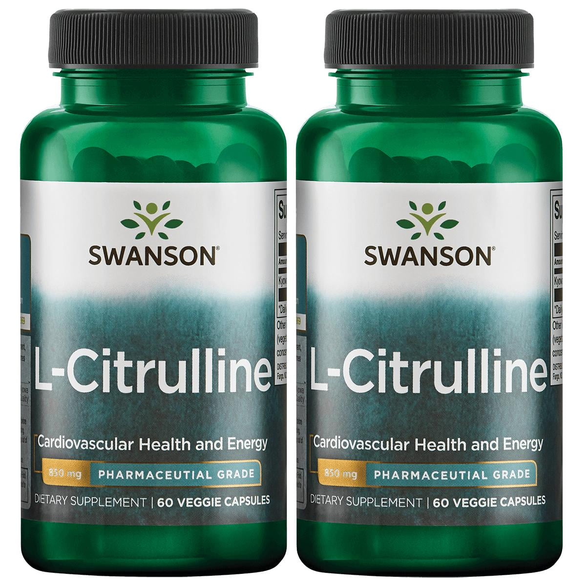 Swanson LCitrulline Pharmaceutical Grade 850 mg 60 Veg Caps 2 Pack