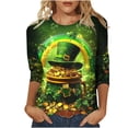 thumbnail image 3 of TaTaai St. Patrick's Day Women's Casual Print Round Neck 3/4 Sleeve T-Shirt Loose Top Gift, 3 of 5
