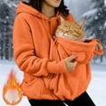 thumbnail image 2 of GUOBIOZIY Womens Zip Up Fleece Hoodie Large Front Pet Holding Pouch Long Sleeve Drawstring Loose Casual Outerwear Jacket, 2 of 9