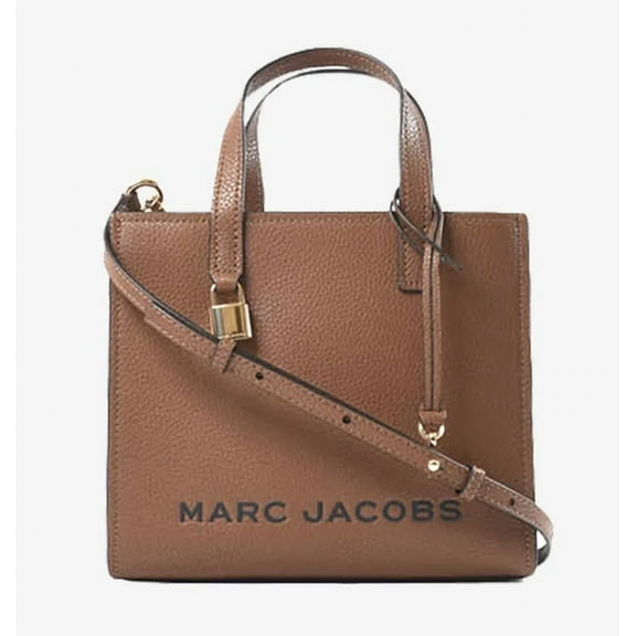 Marc Jacobs Mini Grind Leather Crossbody Tote Bag Satchel Purse Cognac