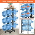 thumbnail image 5 of 5 Gallon Water Jug Holder ,3 Tier Foldable Heavy Duty Water Jug Stand Water Bottle Holder Organizer With Lockable Casters Water Dispenser Stand Rack With Removable Wood Top Shelf for 6 Bottles, Black, 5 of 12