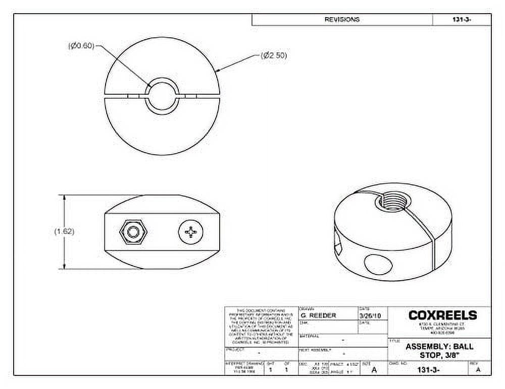 Coxreels 131-3 Ball Stop for Spring Driven Reel, fits 3/8" ID Hose.