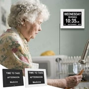 Horloge numérique multifonctionnelle avec calendrier de jour et démence avec 5 alarmes et rappels de médicaments pour personnes âgées malvoyantes