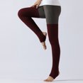 thumbnail image 4 of Women Yoga Stockings Open Heel Ribbed Knit Thigh High Leg Warmers for Ballet Dancing Lounging, 4 of 8