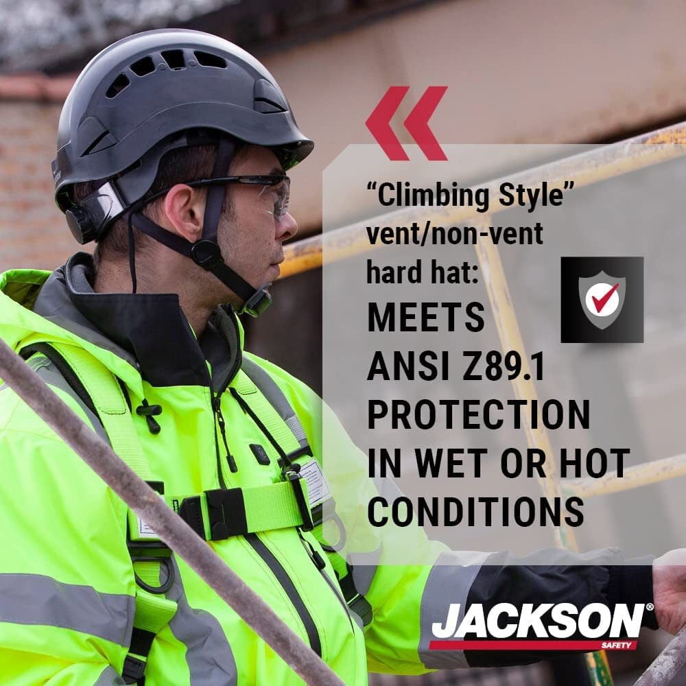 Jackson Safety Hard Hat - CH-400V Series - Industrial Climbing - Vented - Black