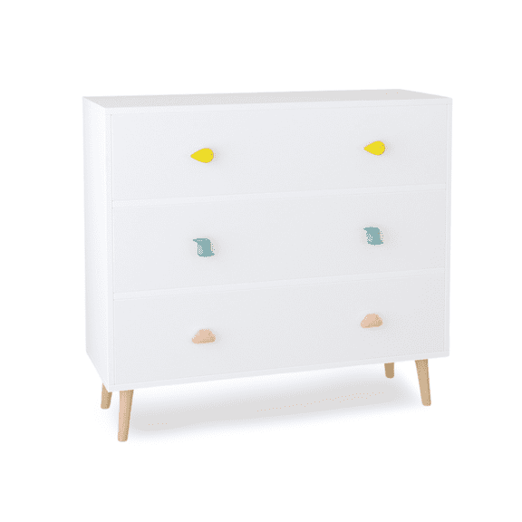 Kids 3 Drawer Dresser, Baby Nightstand for Bedroom, Storage Cabinet for Toddler Child for Living Room, Toddler Room, Nursery, Closet, Apartment (White)