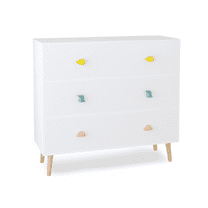 Kids 3 Drawer Dresser, Baby Nightstand for Bedroom, Storage Cabinet for Toddler Child for Living Room, Toddler Room, Nursery, Closet, Apartment (White)