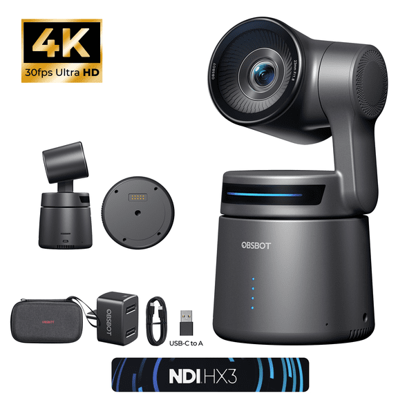 OBSBOT Tail Air NDI Streaming Camera 4K, AI Tracking PTZ Camera with Wireless, HDMI, USB, for Live Production (NDI Activated)