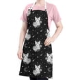 thumbnail image 5 of Black White Cat Rose Moon Star Pattern Apron-Garden Aprons for Women with Pockets-Cotton Linen Waterproof Kitchen Cooking Gardening Aprons Adjustable for Kitchen,Cooking,BBQ and Salon 33x27 Inch, 5 of 7