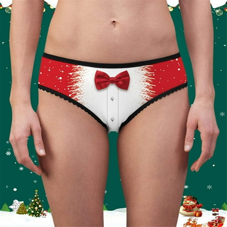 

Qcmgmg Christmas Stretch Print Briefs Panties Women s Breathable Low Waisted Sexy Underwear