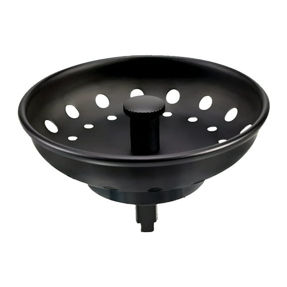 HIBIBUD Black Sink Basket Strainer Drain Stopper,Stainless Steel Matte Kitchen Sink Strainer Fits for Universal 3-1/2 inch Kitchen Sink,Metal Center Knob with Clog Free Rubber Sink Stopper