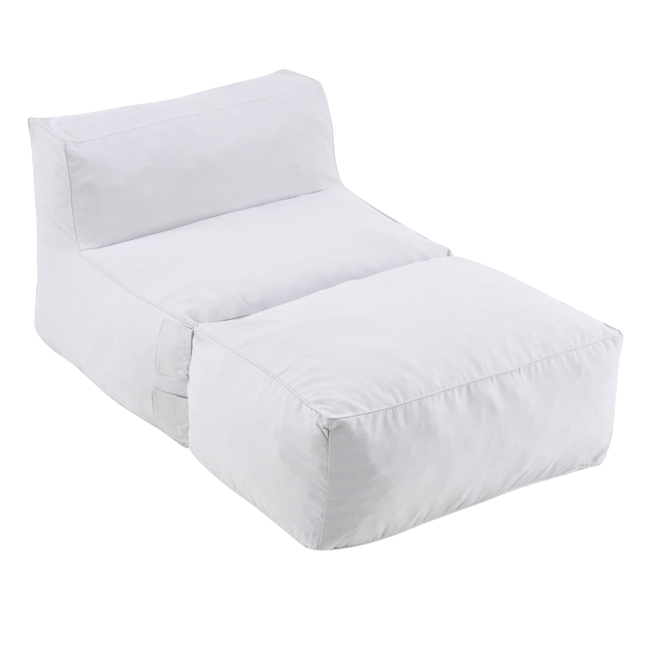 Christopher Knight Home 2-Piece Outdoor Armless Lounge Chair Bean Bag with Ottoman, Foam Fill, Light Gray