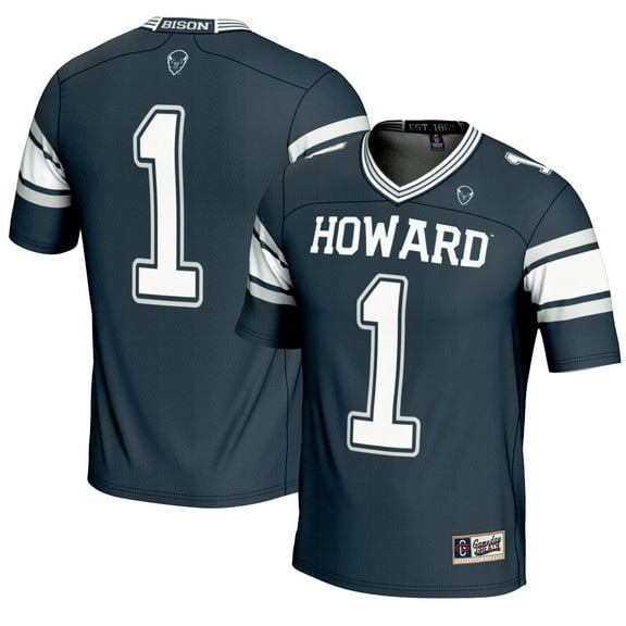 Men's GameDay Greats #1 Navy Howard Bison Endzone Football Jersey