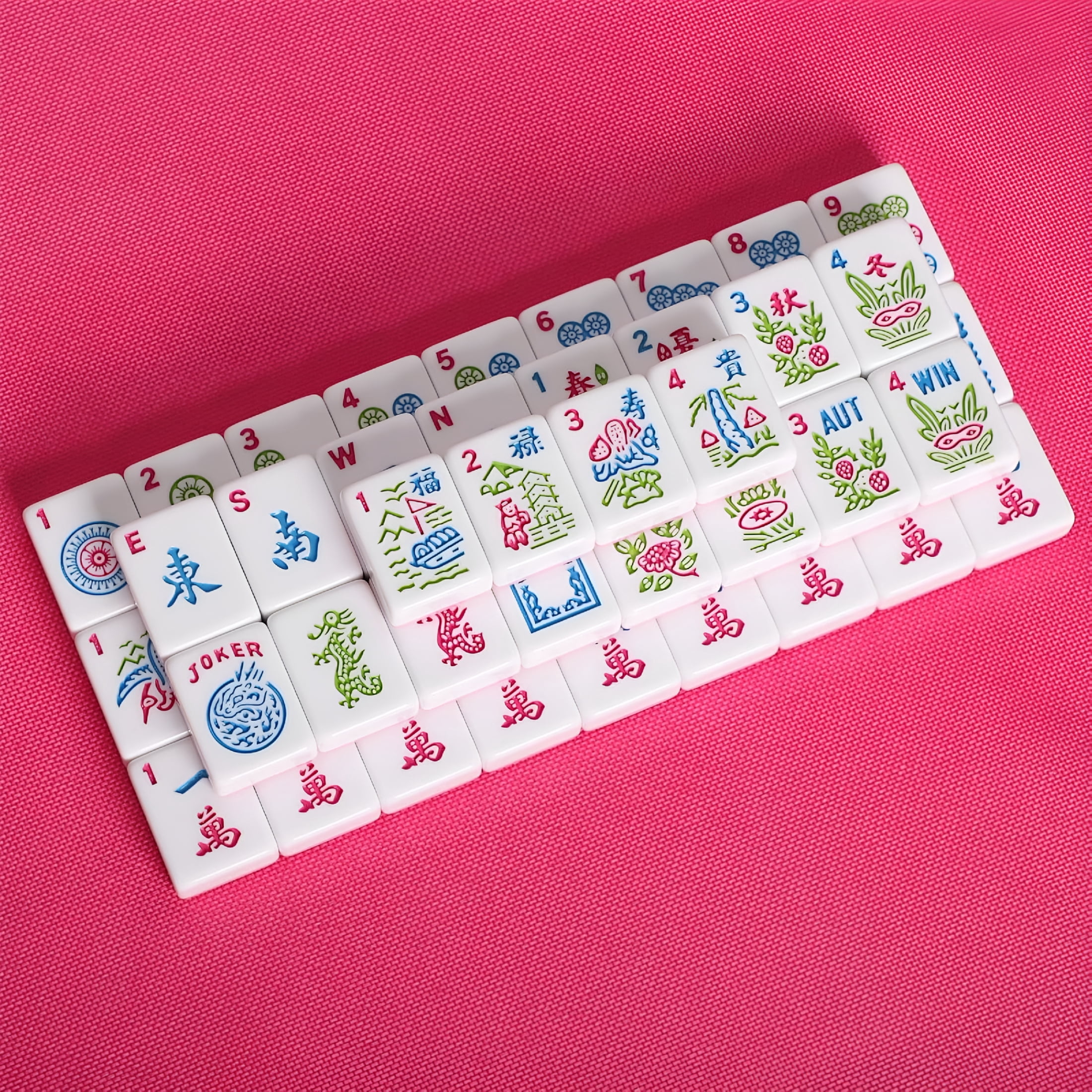 CYFW 1.2” American Mahjong Tile Set, 166 Mahjong Game Set with Pink Color (Tiles Only, No Racks and Other Accessories)