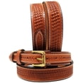 thumbnail image 2 of 41-42  Men's Leather Basket Weave Tooled Casual Jean Ranger Belt Tan 12RAA101TN, 2 of 5