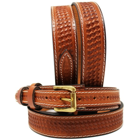leather tooled ranger belt western weave basketweave basket mens