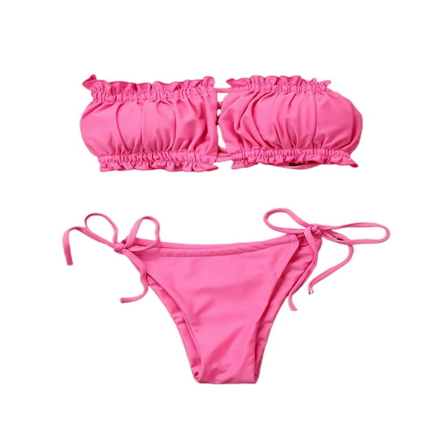 Women Swimwear Sets Strap-Free Backless Bra Triangle Panties