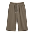 thumbnail image 3 of QIbmong Capri Sweatpants for Men Comfy Elastic Waist Drawstring Active Pants Breathable Summer Shorts with Pockets, 3 of 9