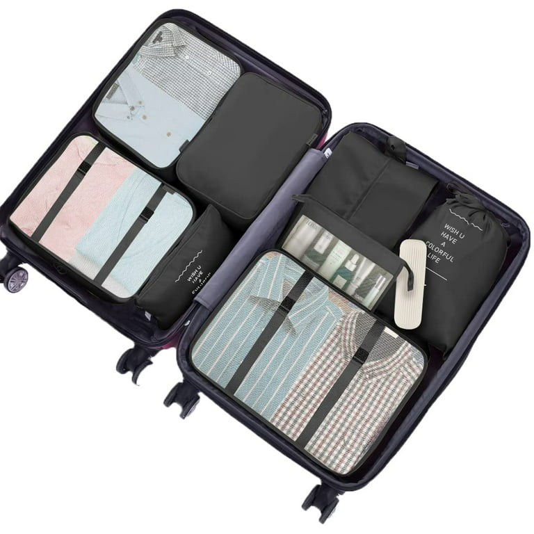 Koovon Packing Cubes for Travel, 8pcs Travel Cubes Set Foldable Suitca
