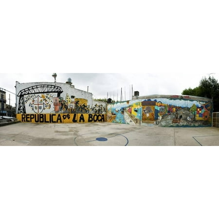 Mural Painted at Basketball Court, La Boca, Buenos Aires, Argentina Print Wall