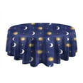 thumbnail image 5 of Blue Gold Sun Moon Star Pattern Round Tablecloth 60"x60",Wrinkle Wipeable Table Cloth for Kitchen Dining Room Picnic Patio Party, 5 of 6