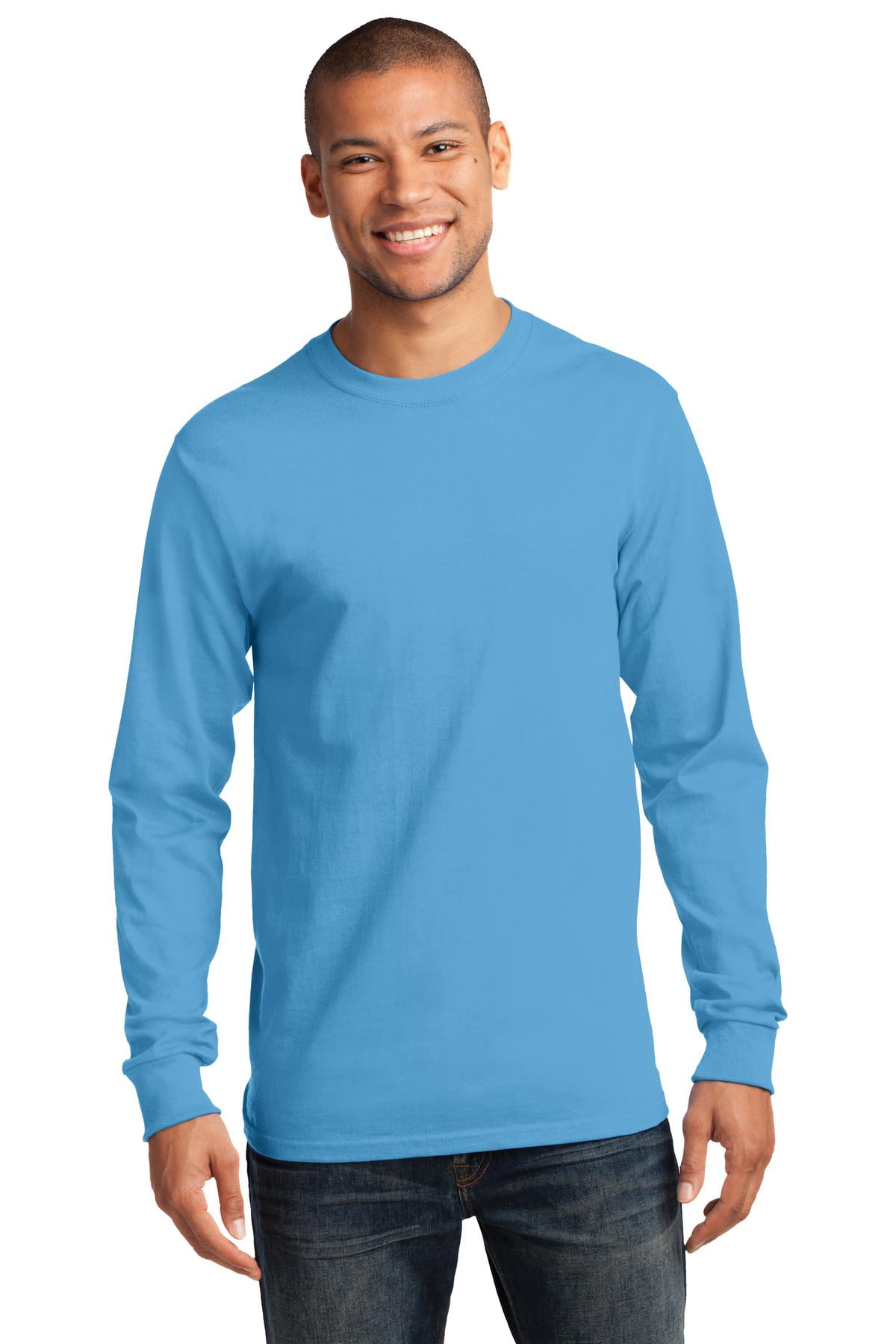 Light Blue Port & Company Long Sleeve Essential T-Shirt