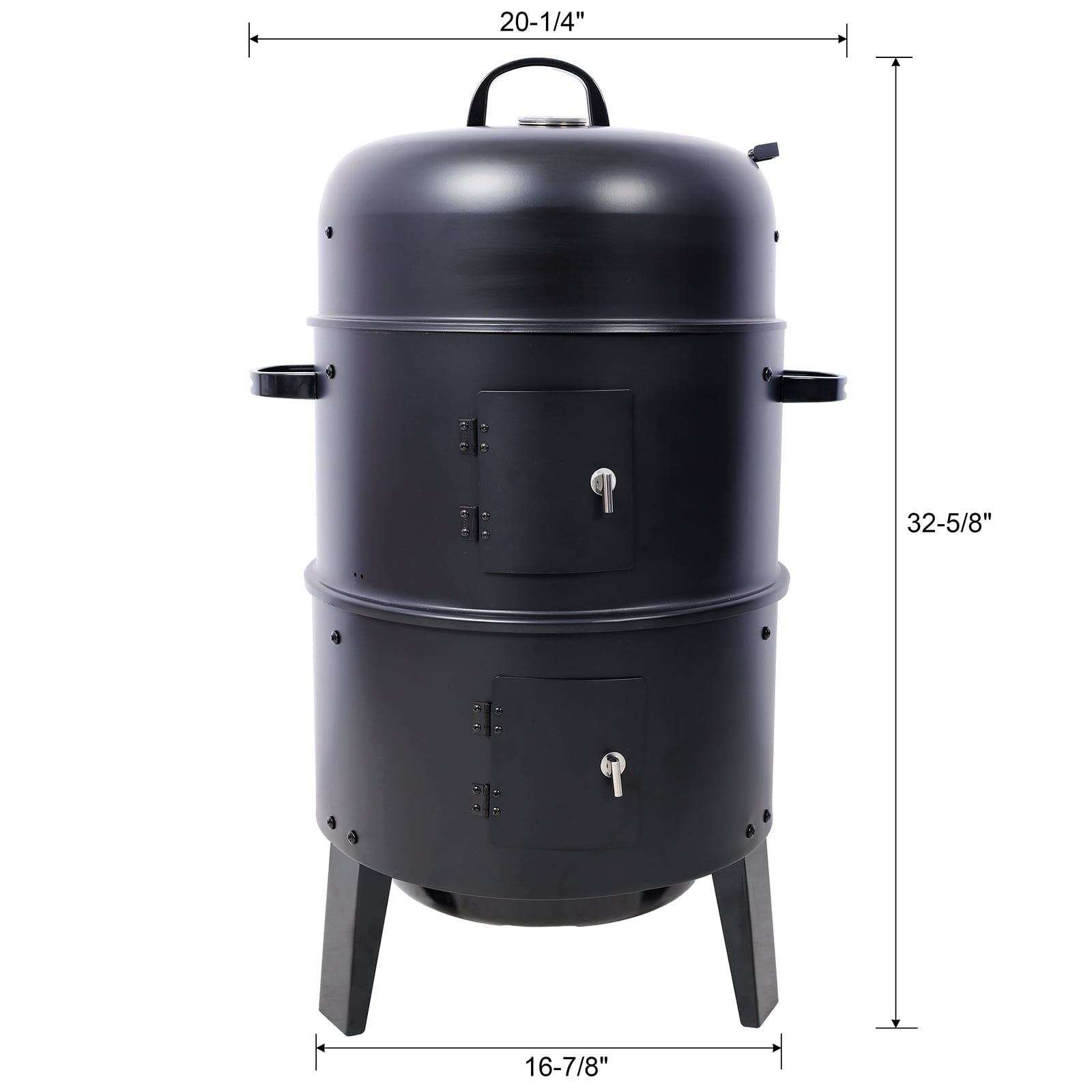 16-Inch Charcoal Smoker Grill, 3-in-1 Vertical Wood Smoker for Camping, Backyard, Outdoor Cooking with Thermometer & Adjustable Vents