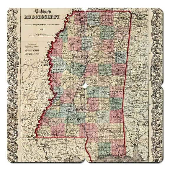 Mississippi Old World Map Coaster