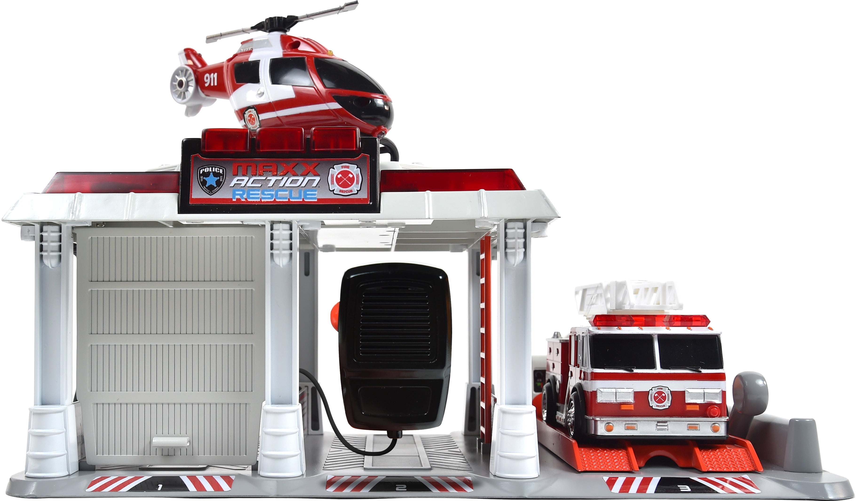 Maxx Action Mini Vehicle Playset Rescue Set with Helicopter and Fire Truck