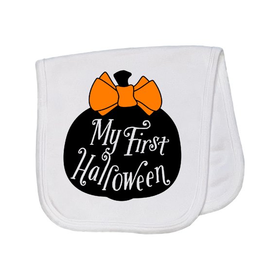 Inktastic My 1st Halloween with Pumpkin and Orange Bow Baby Burp Cloth