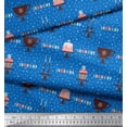 thumbnail image 2 of Soimoi Polyester Crepe Fabric Celebration Flag,Candlestick & Cake Party Fabric Prints by Yard 42 Inch Wide, 2 of 3