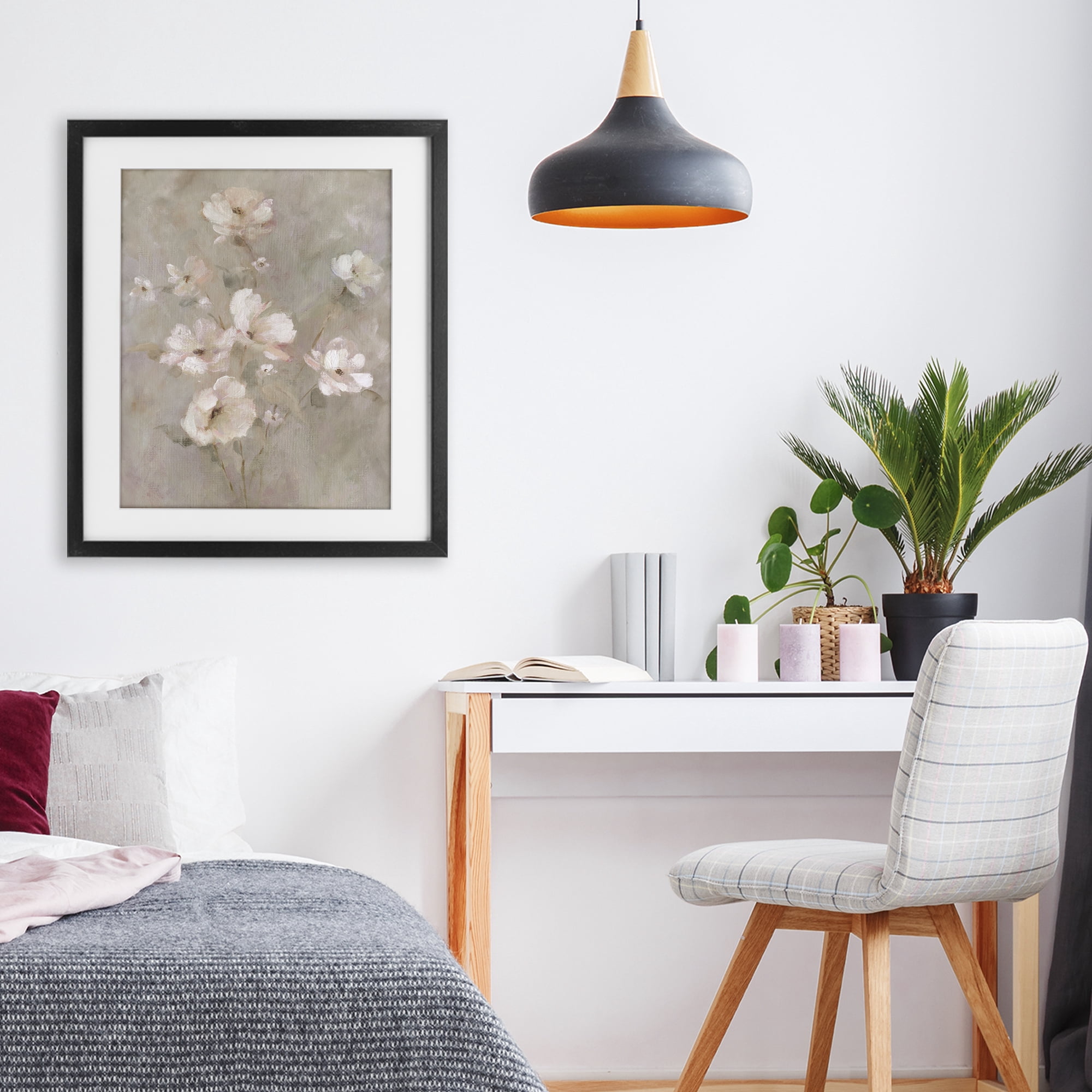 Stupell Industries Delicate Blush Floral Arrangement Black Framed Print Under Glass, design by Carol Robinson