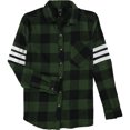 thumbnail image 1 of Camisa a Cuadros Project 28 Varsity de 3 Rayas para Mujer Verde Grande, 1 of 1