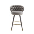 thumbnail image 3 of Velvet Counter Height Bar Stools Set of 2, 360 Degree Swivel Counter Stools with Gold Nailhead Trim and Tufted Back, 36 Inch Bar Chairs for Kitchen Island Cafe Pub, Gray, 3 of 8