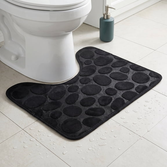 OUNONA 2-Piece Plush Coral Fleece Bathroom Floor Mat Set, Absorbent Non- U-Shaped Toilet Rug