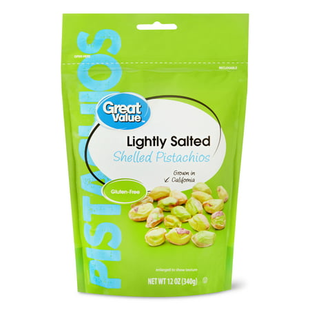 Great Value Shelled Pistachios, Lightly Salted, 12