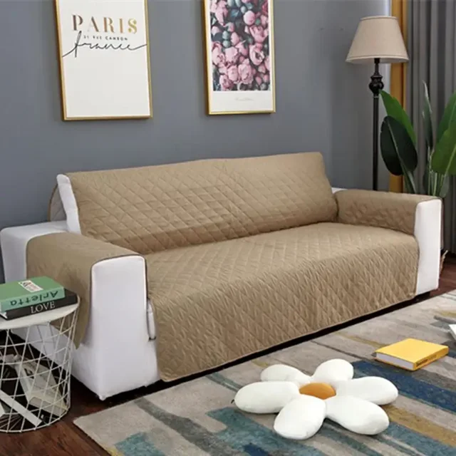 Hot Reversible Quilted Diamond Grid Sofa Mat Waterproof Solid Color Furniture Protective Cover Household Non Slip Couch Cushion